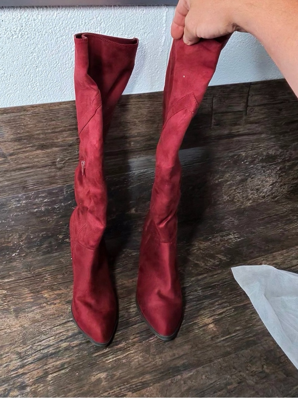 Women's Red Heeled Boots - Picture 5 of 9